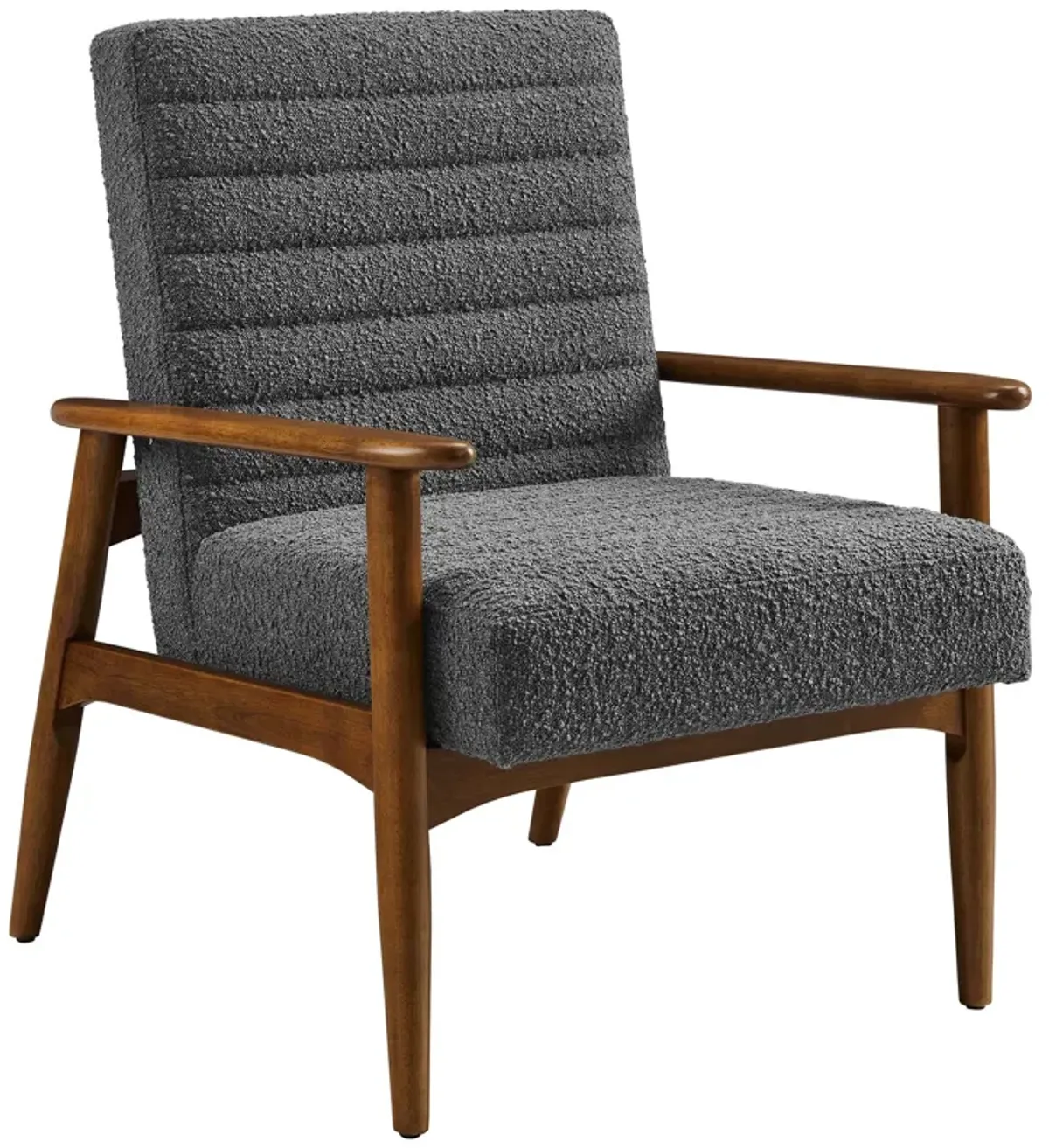 Jensen   Boucle Fabric Accent Chair Walnut Charcoal