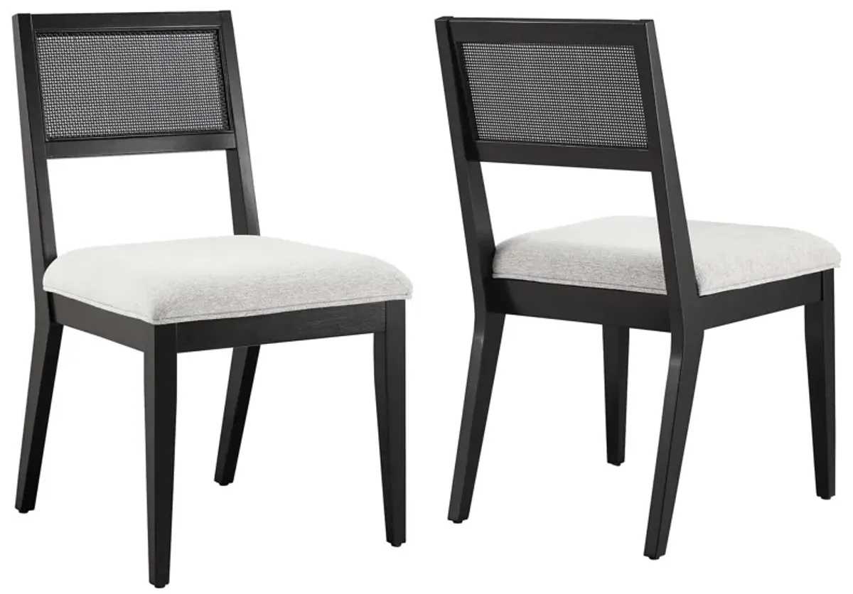 Nimba  Rattan Fabric Dining Chairs Set of 2 Heathered Weave Azure