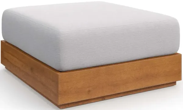 Tahoe Outdoor Patio Acacia Wood Ottoman by Modway Natural Light Gray
