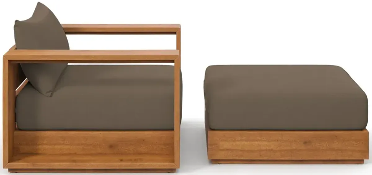 Tahoe 2-Piece Outdoor Patio Acacia Wood Armchair and Ottoman Set by Modway Natural Cocoa