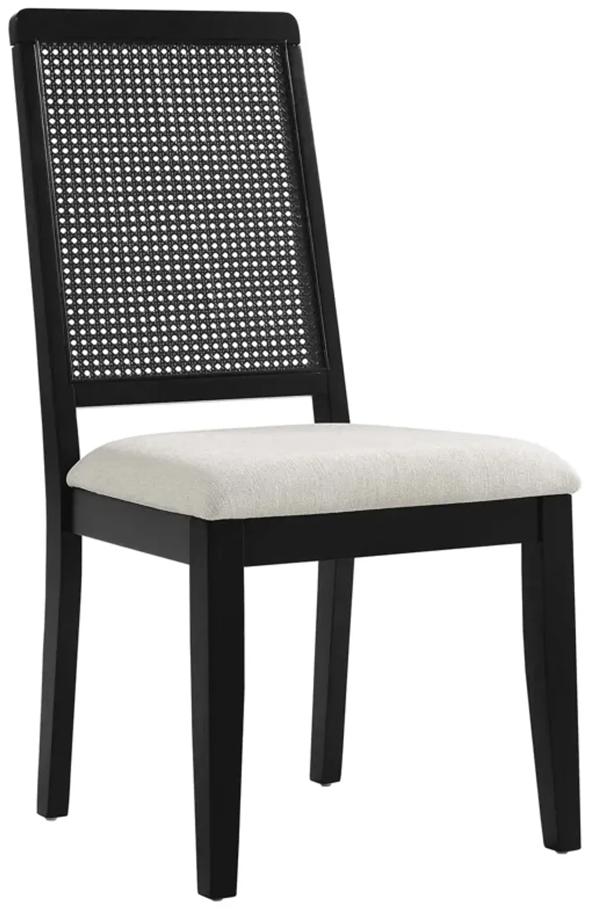 Arlo Faux Rattan and Wood Dining Side Chairs - Set of 2 Black Black Heathered Weave Ivory