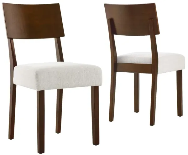 Pax Wood Dining Side Chairs - Set of 2 Walnut Heathered Weave Ivory