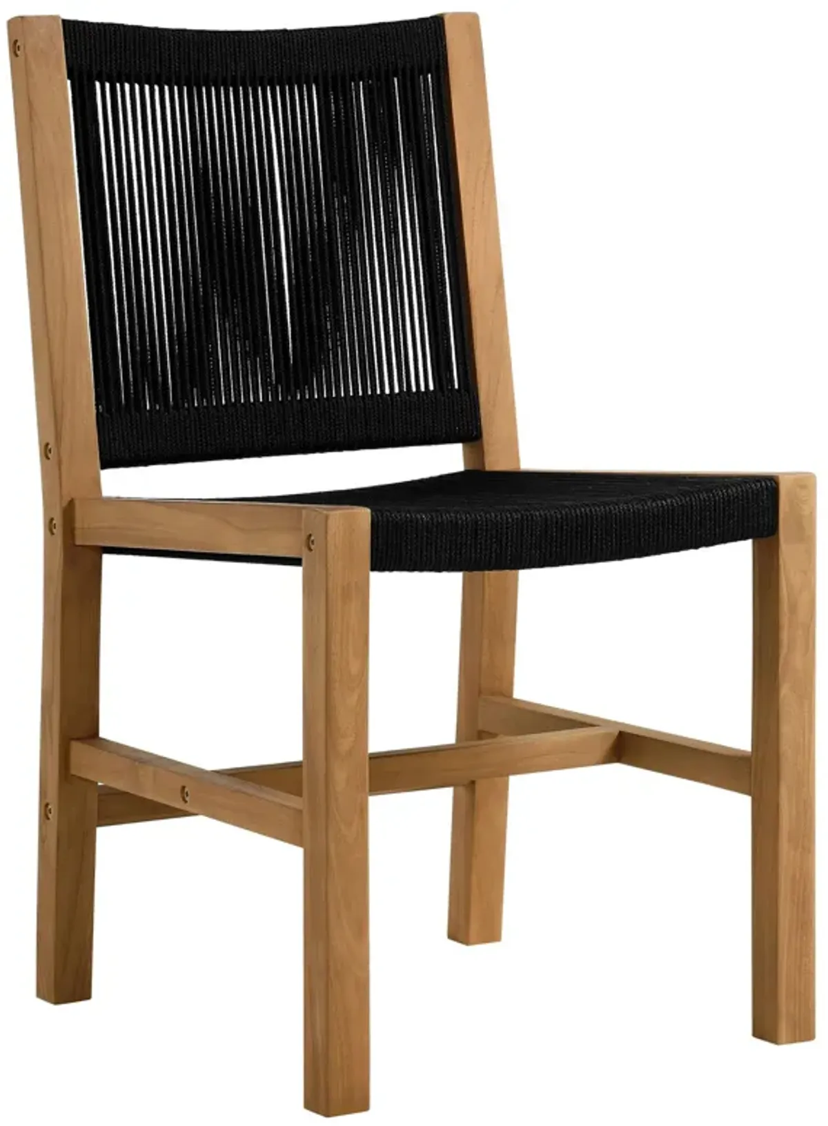 Vienna Outdoor Patio Teak and Rope Armless Dining Chairs Set of 2 by Modway Natural Black