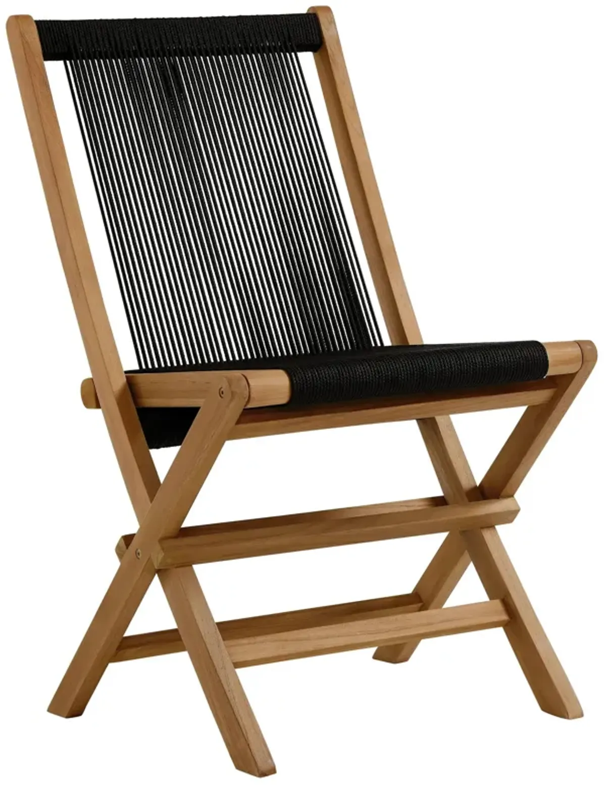Vienna Outdoor Patio Teak and Rope Folding Chairs Set of 4 by Modway Natural Black
