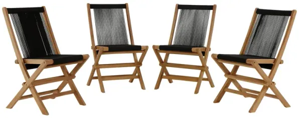 Vienna Outdoor Patio Teak and Rope Folding Chairs Set of 4 by Modway Natural Black