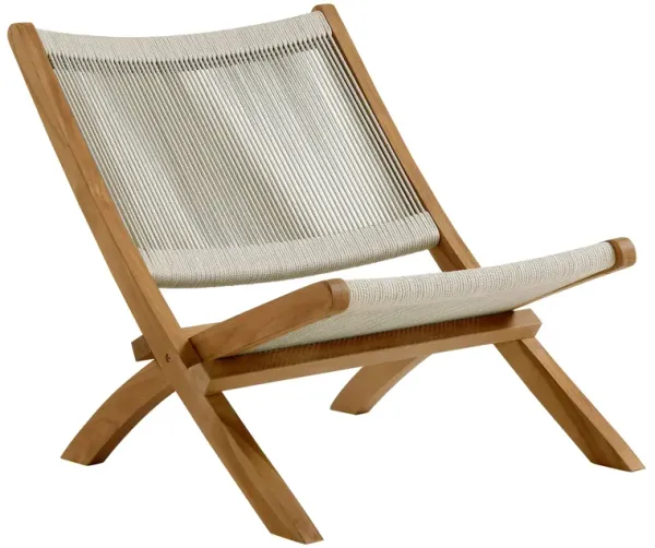 Vienna Outdoor Patio Teak and Rope Folding Accent Lounge Chair by Modway Natural Natural