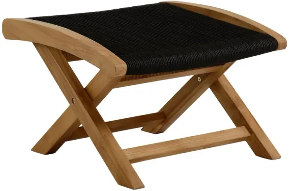 Vienna Outdoor Patio Teak and Rope Folding Ottoman by Modway Natural Black