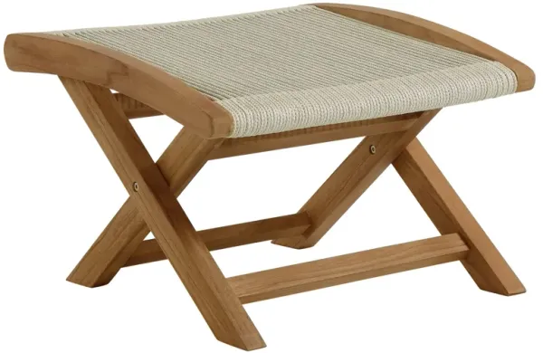 Vienna Outdoor Patio Teak and Rope Folding Ottoman by Modway Natural Natural
