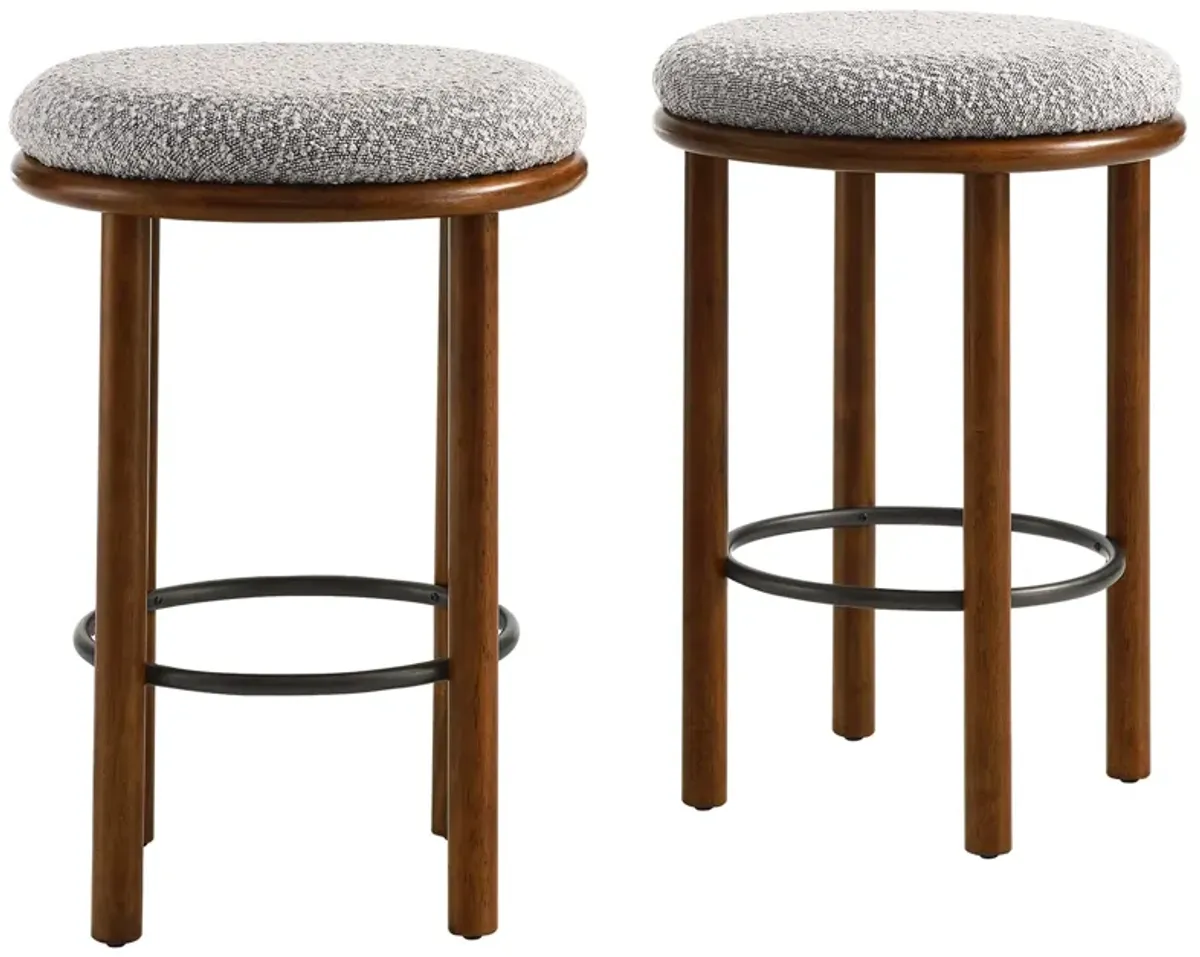 Fable Boucle Fabric Counter Stools - Set of 2 Walnut Taupe