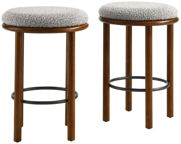 Fable Boucle Fabric Counter Stools - Set of 2 Walnut Taupe