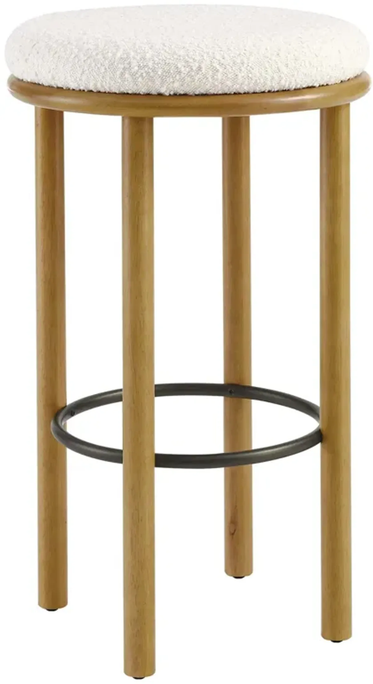 Fable Boucle Fabric Bar Stools - Set of 2 Oak Ivory