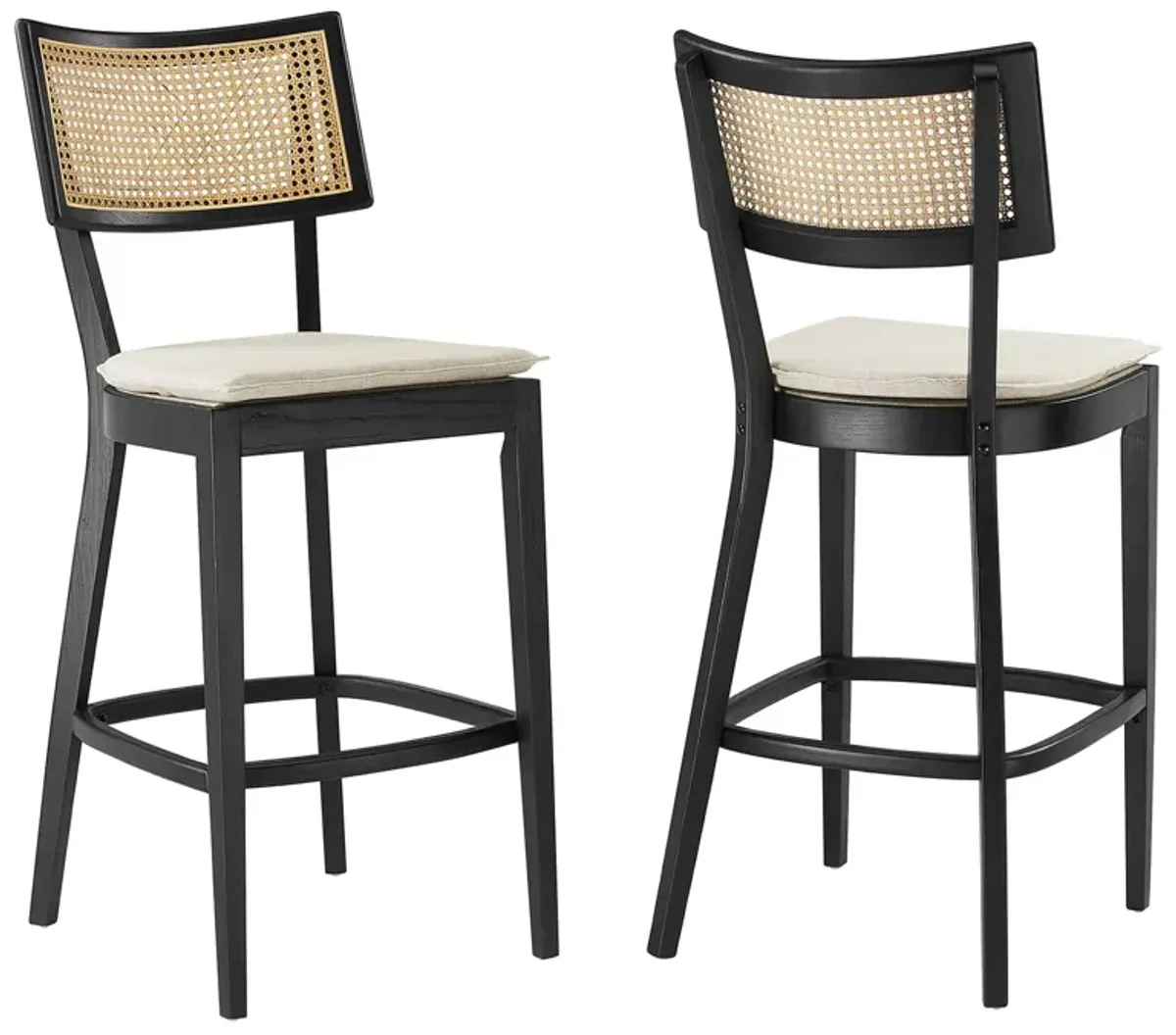 Caledonia Wood Bar Stools - Set of 2 Black White