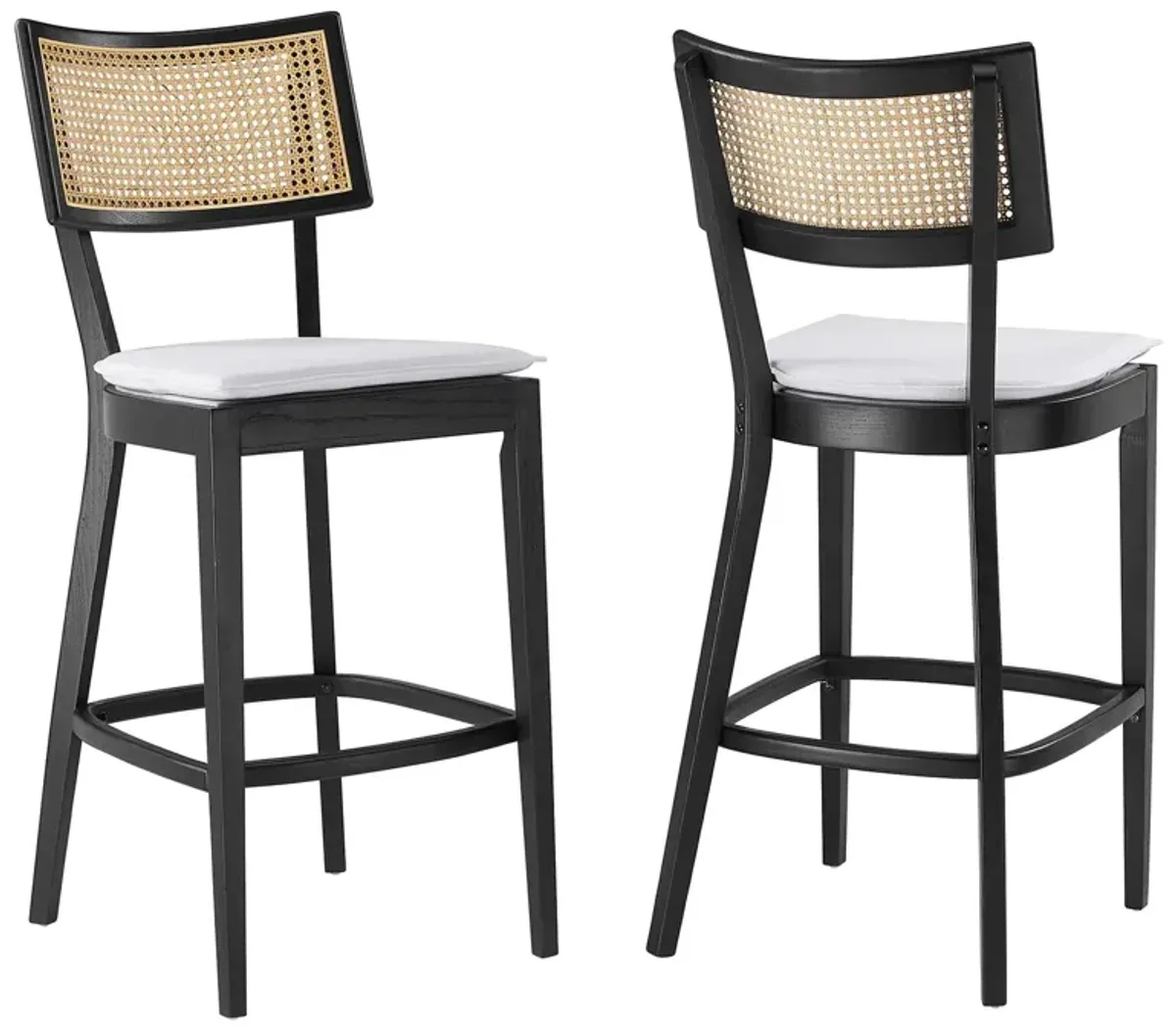 Caledonia Wood Bar Stools - Set of 2 Black White