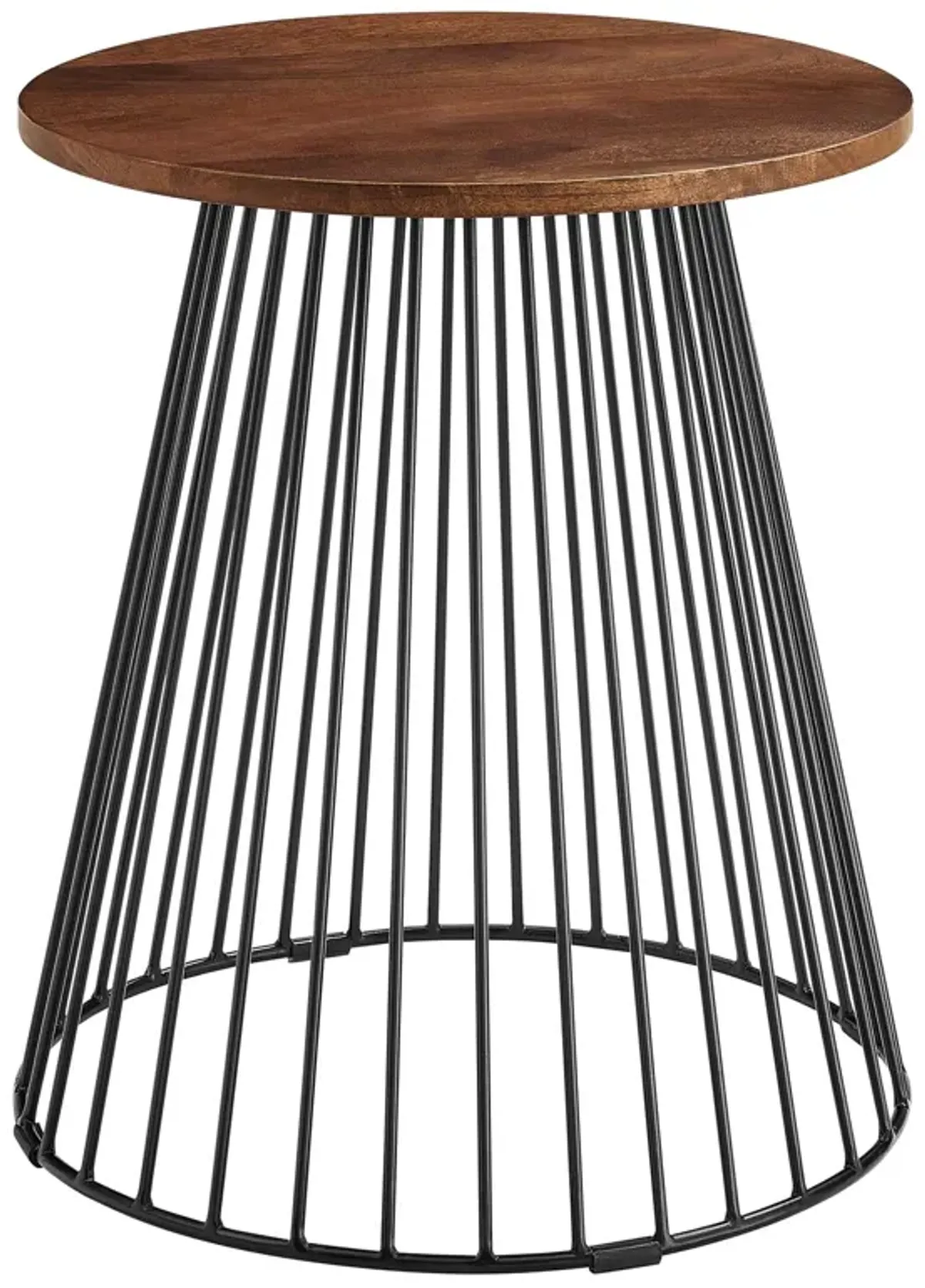 Valeo Round Wood and Metal Side Table Walnut