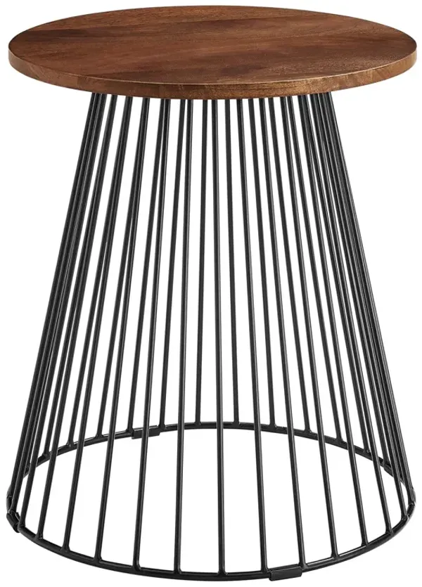 Valeo Round Wood and Metal Side Table Walnut