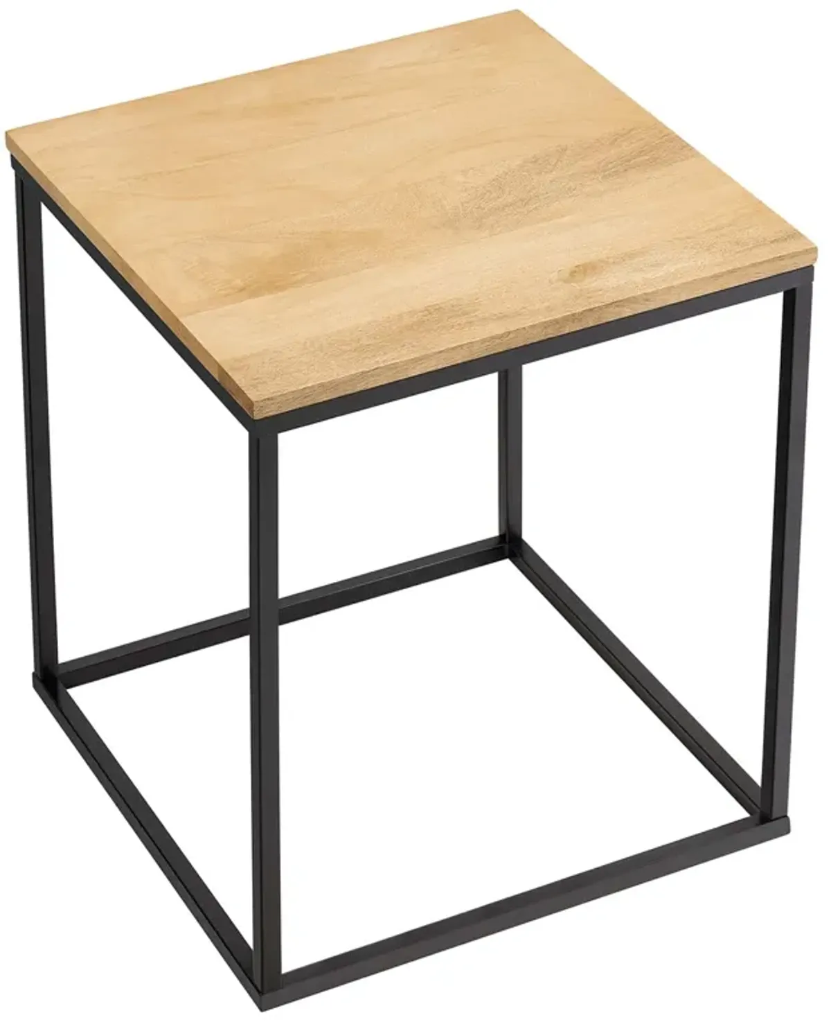 Zora Square Wood and Metal Side Table Oak