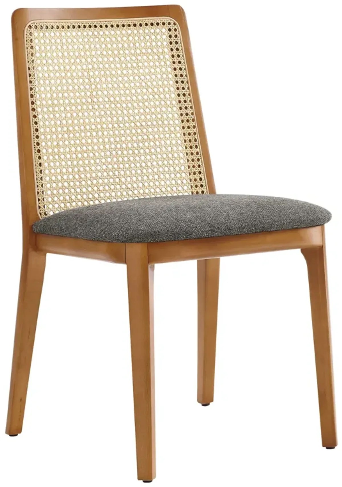 Monarch Beech Wood and Rattan Dining Side Chair by Modway Honey Natural Gray