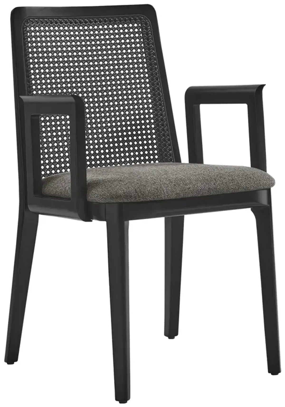 Monarch Beech Wood and Rattan Dining Armchair by Modway Black Black Gray