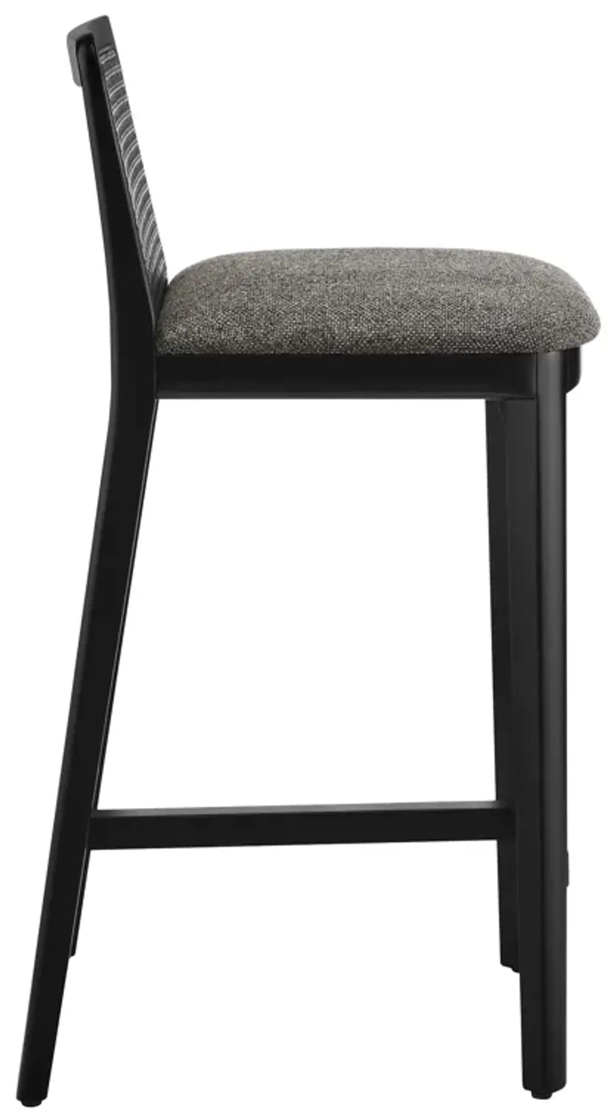 Monarch Beech Wood and Rattan Counter Stool by Modway Black Black Gray