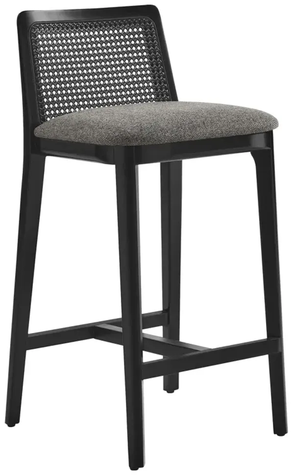 Monarch Beech Wood and Rattan Counter Stool by Modway Black Black Gray