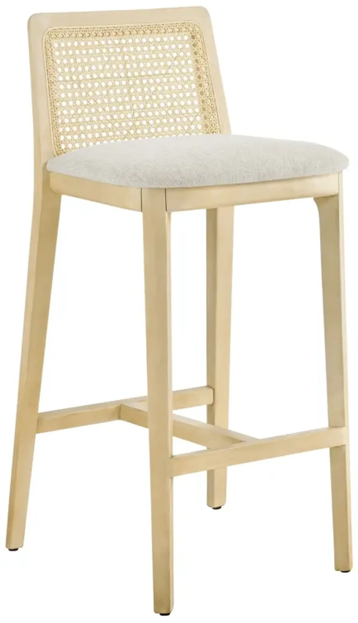 Monarch Wood and Rattan Bar Stool by Modway Black Black Heathered Weave Ivory