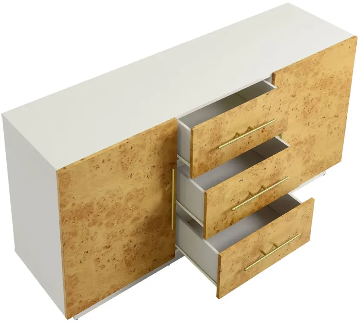 Abel 59 Inch Burl Wood Sideboard Buffet TV Stand by Modway White Bleached Burl