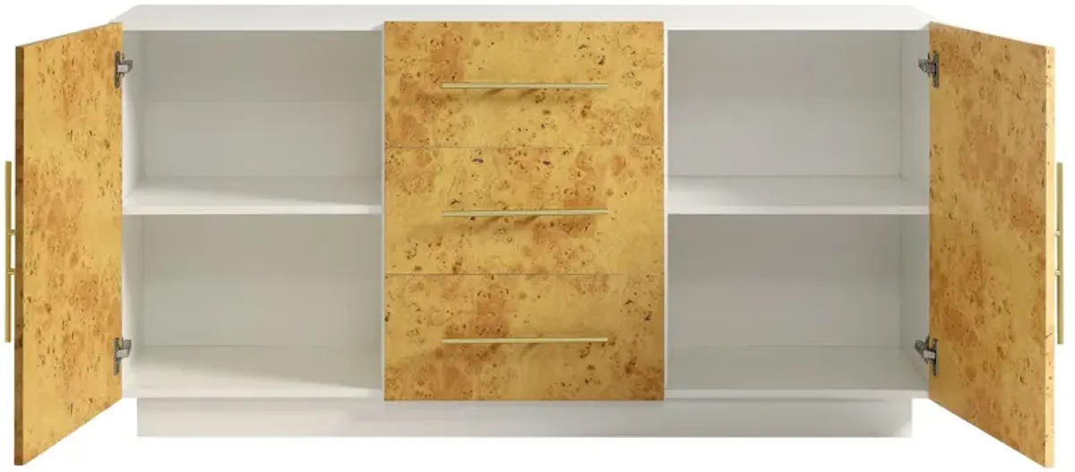 Abel 59 Inch Burl Wood Sideboard Buffet TV Stand by Modway White Bleached Burl