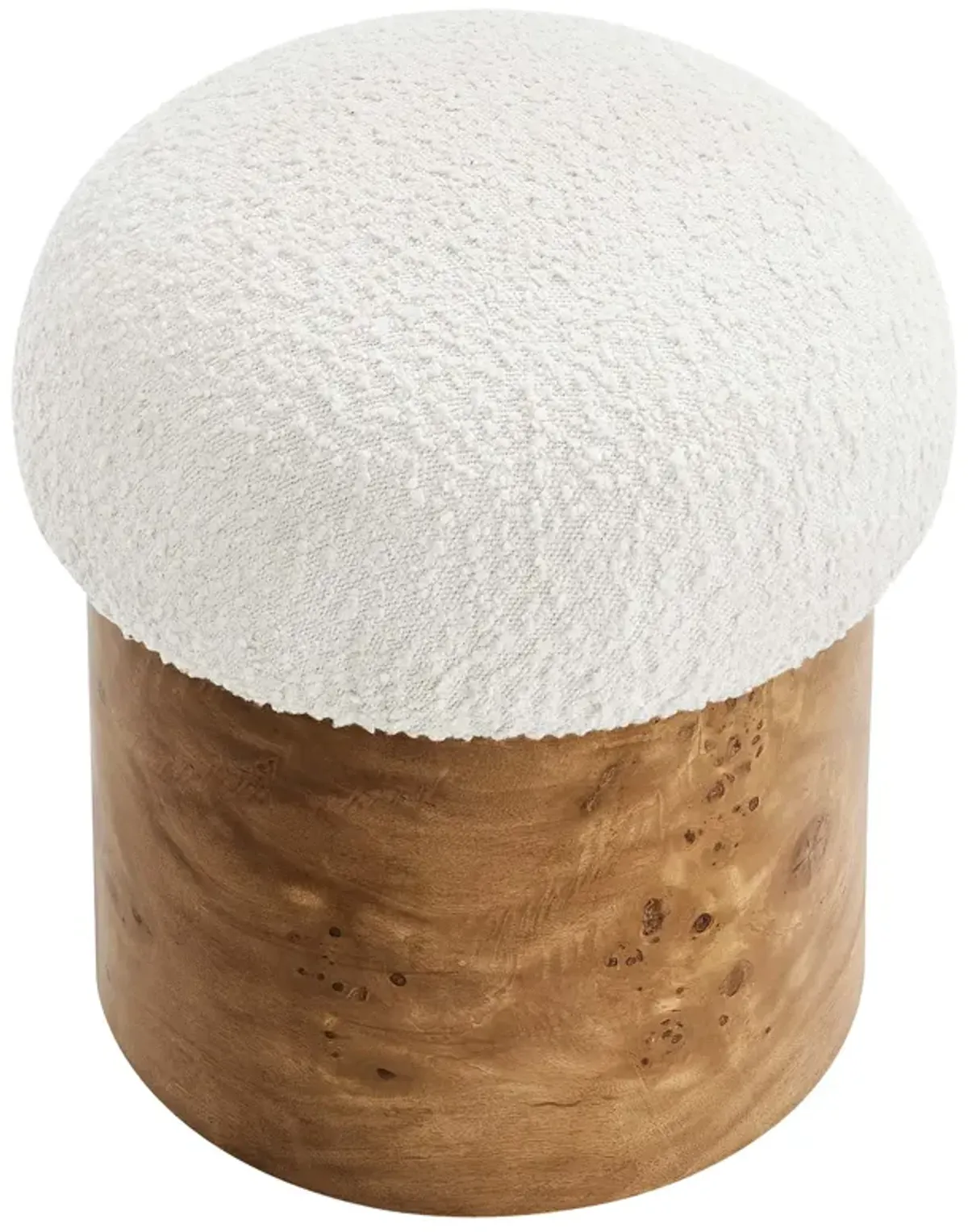 Breeze Boucle Upholstered Ottoman Ivory Burl