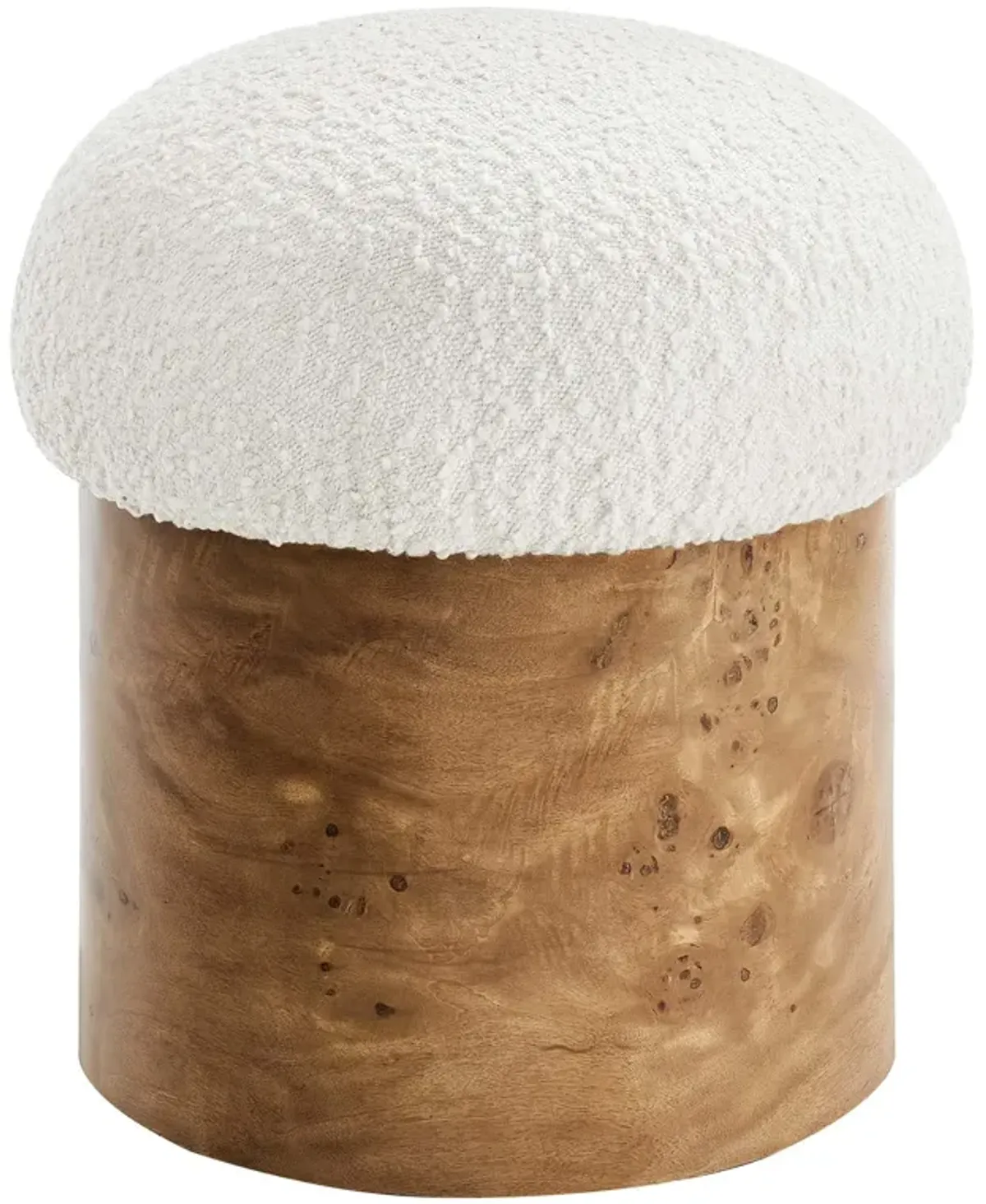 Breeze Boucle Upholstered Ottoman Ivory Burl