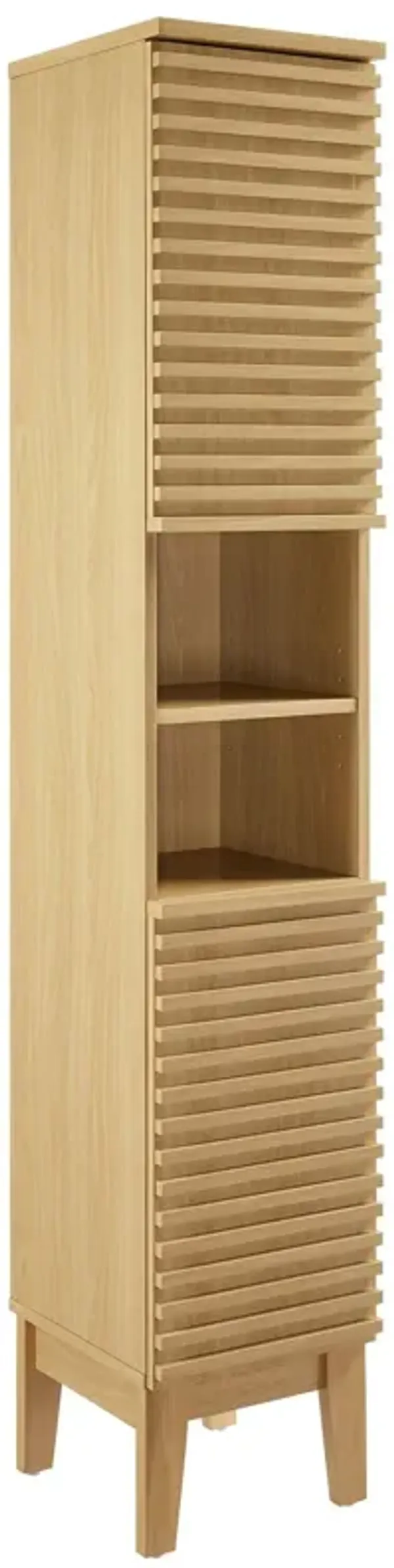 Render Tall Narrow Bathroom Storage Cabinet by Modway Oak