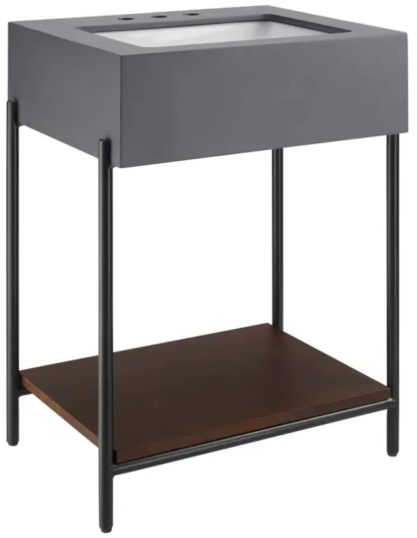 Etch 24" Bathroom Vanity with Sink by Modway Black White