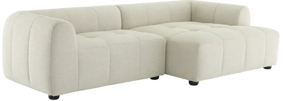 Liana  Right-Facing Upholstered Fabric Modular Sofa with Chaise Linen
