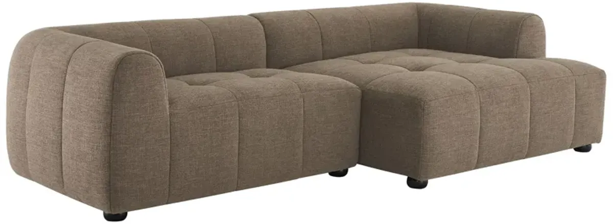 Liana  Right-Facing Upholstered Fabric Modular Sofa with Chaise Mocha