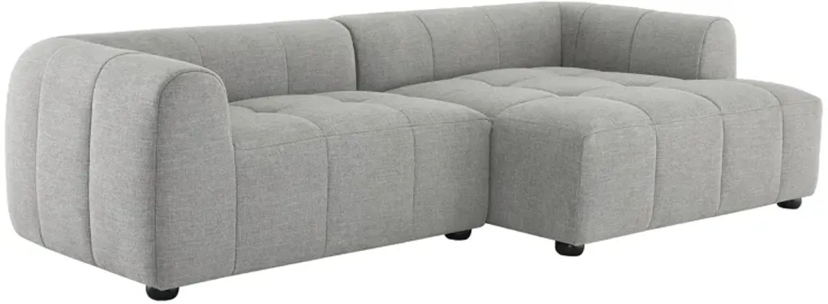 Liana  Right-Facing Upholstered Fabric Modular Sofa with Chaise Pewter