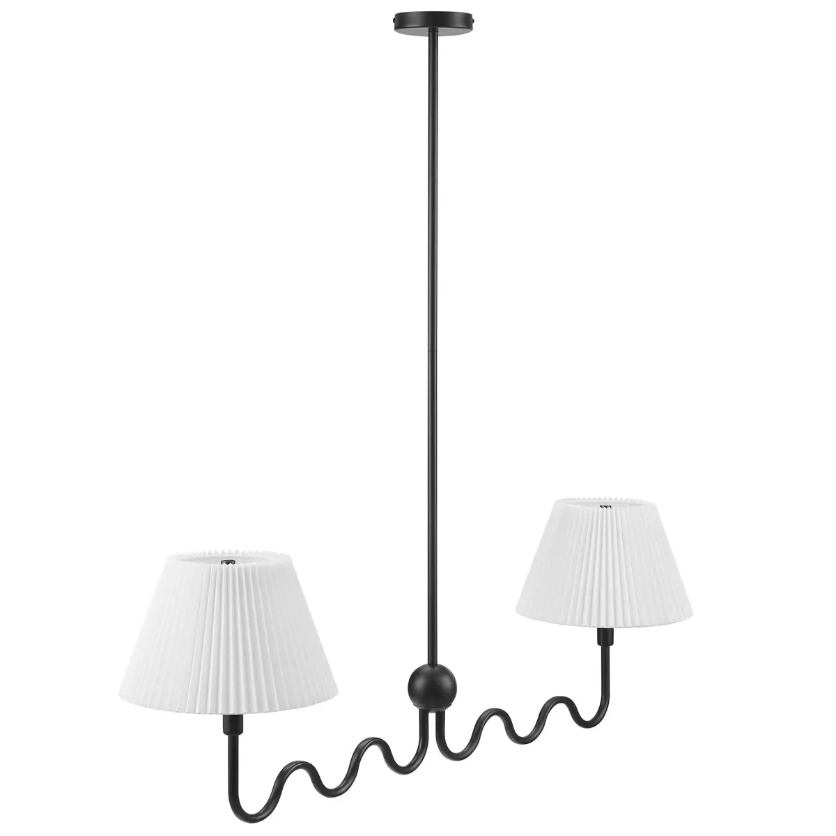Wave Squiggle 2-Arm Pendant Light by Modway Black
