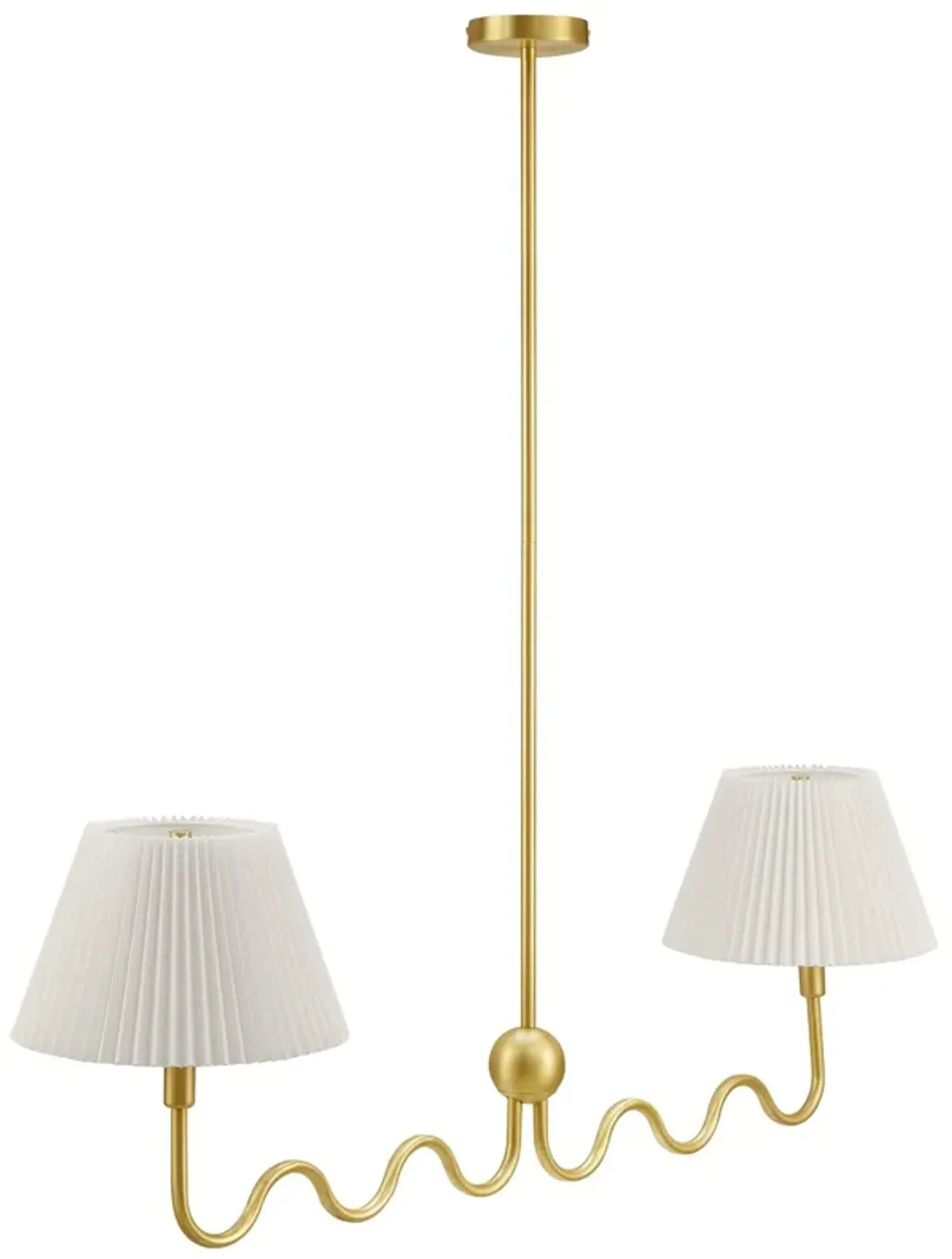 Wave Squiggle 2-Arm Pendant Light by Modway Brass