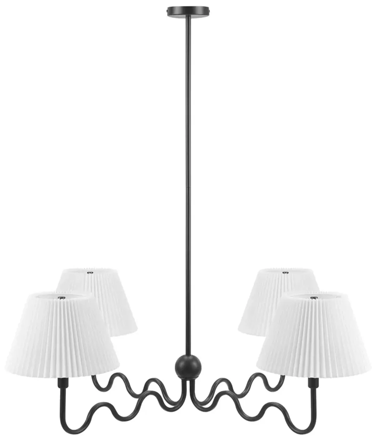 Wave Squiggle 4-Arm Pendant Light by Modway Black