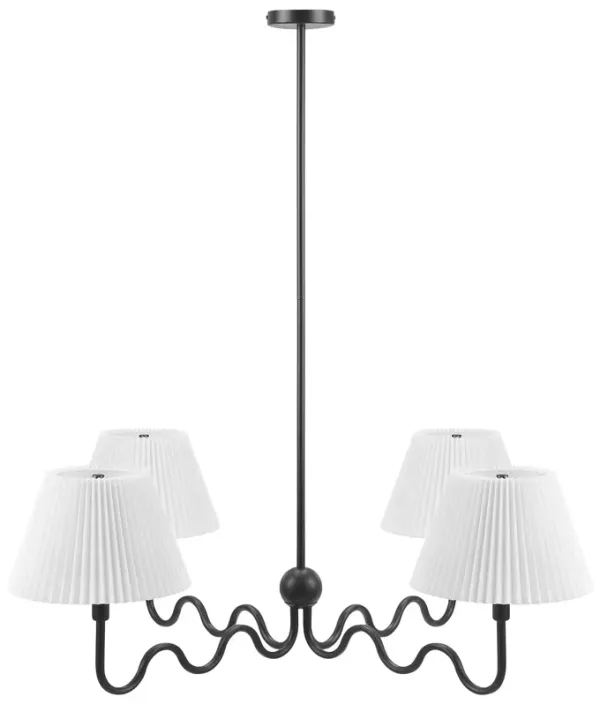 Wave Squiggle 4-Arm Pendant Light by Modway Black
