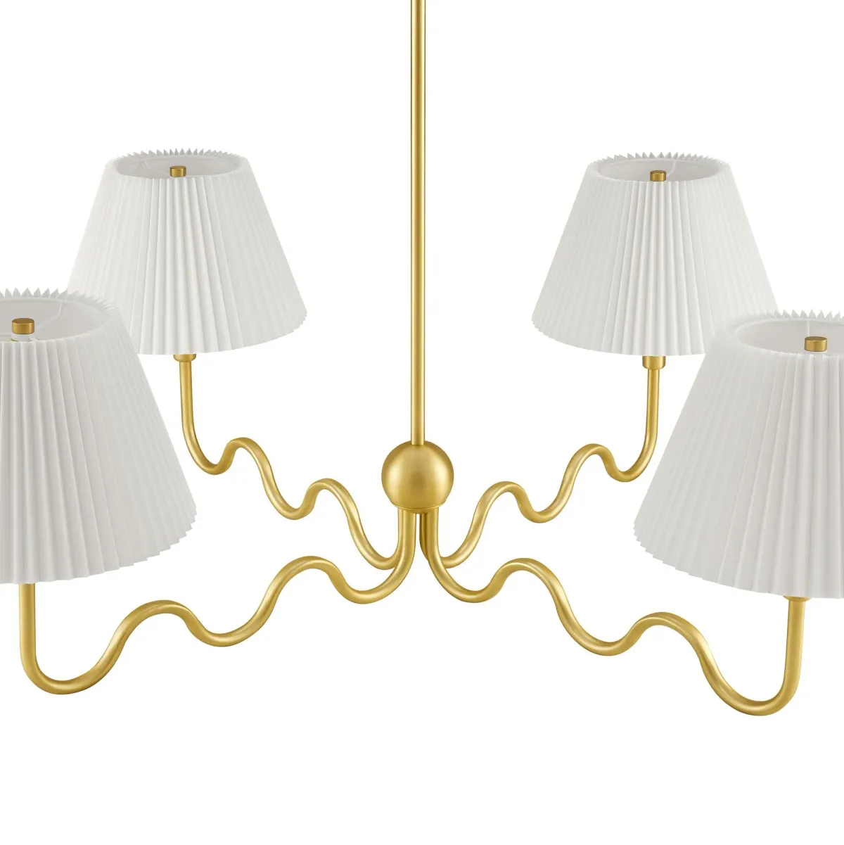 Wave Squiggle 4-Arm Pendant Light by Modway Brass