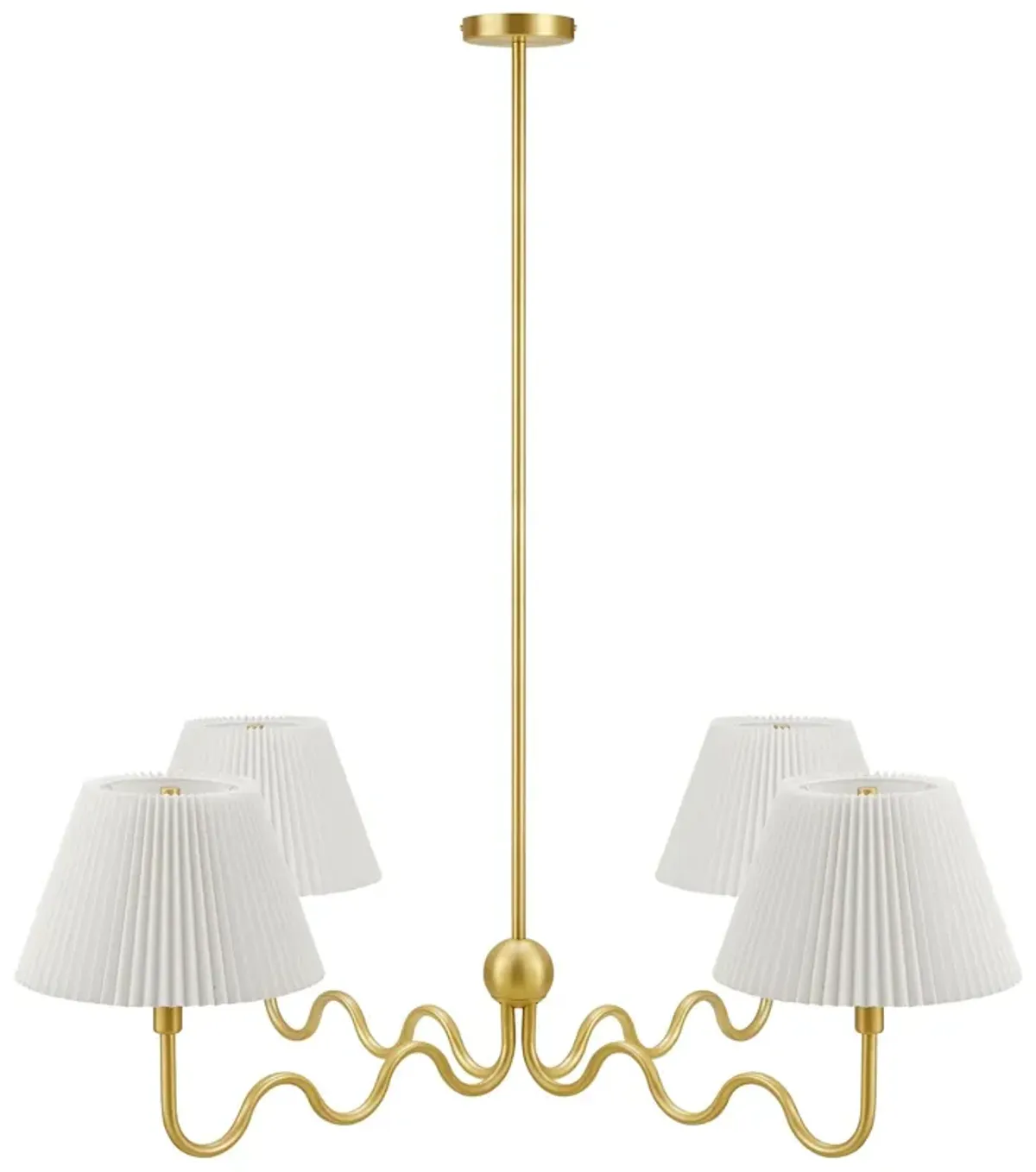 Wave Squiggle 4-Arm Pendant Light by Modway Brass