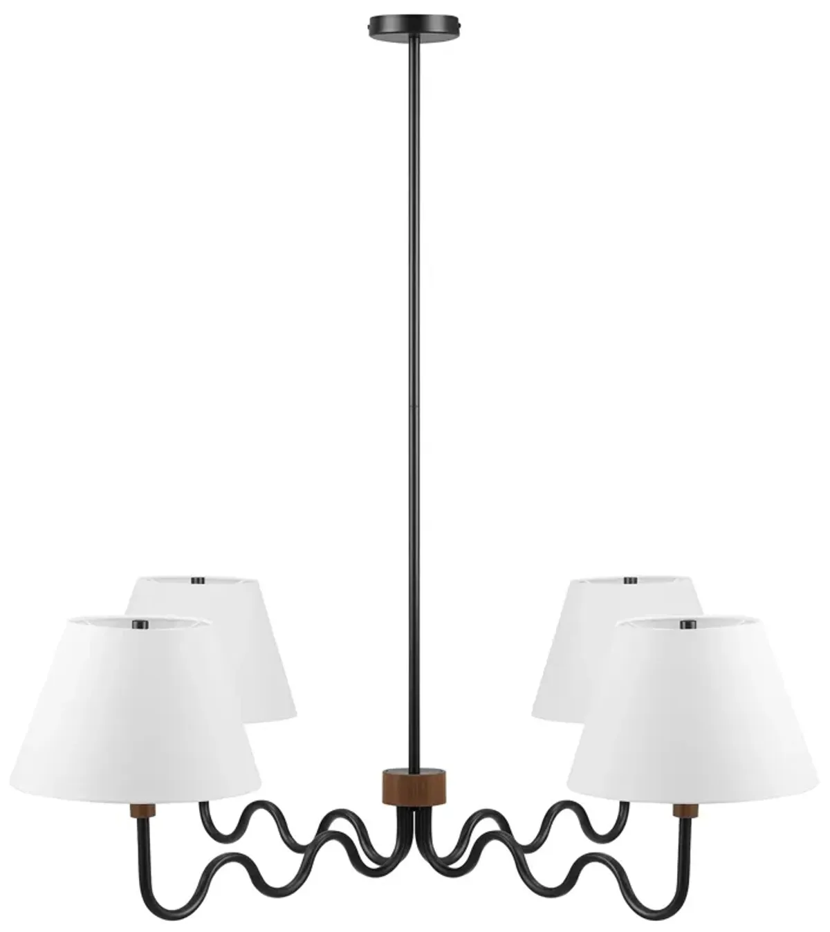 Sunlit Squiggle 4-Arm Pendant Light by Modway Walnut Black