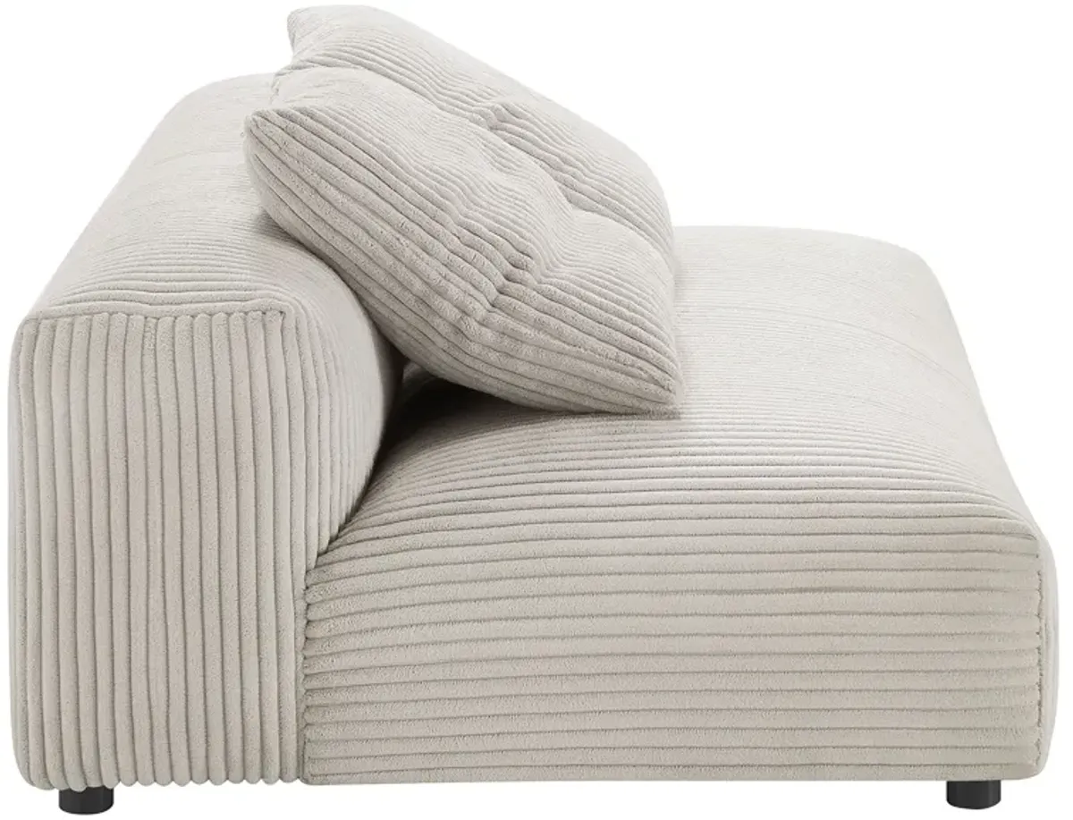 Solace  Modular Corduroy Upholstered Armless Loveseat Almond