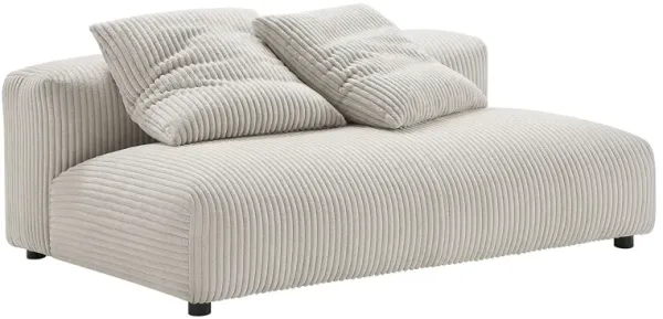 Solace  Modular Corduroy Upholstered Armless Loveseat Almond