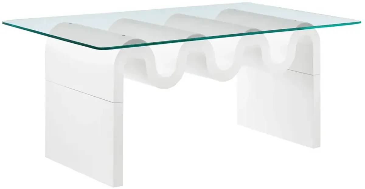 Ondine Glass Top Coffee Table by Modway White