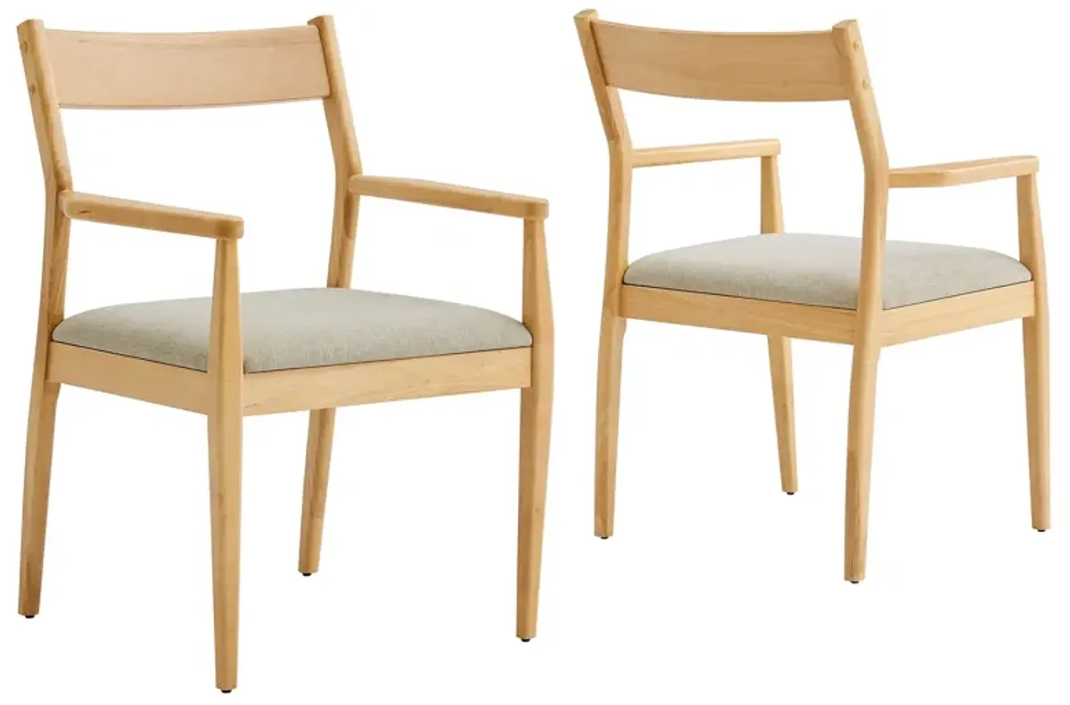Solara Dining Armchairs Set of 2 by Modway Natural Heathered Weave Beige
