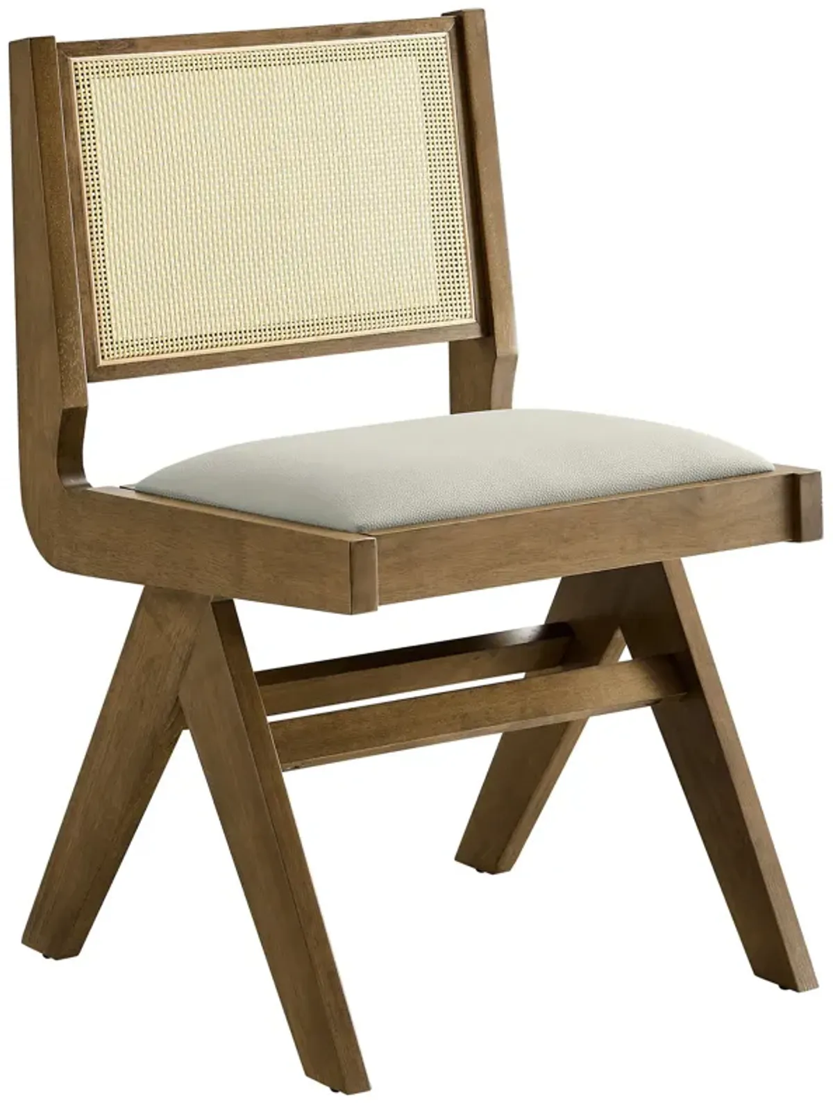 Thera Vegan Leather and Cane Dining Side Chairs Set of 2 by Modway