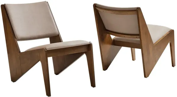 Rylina Vegan Leather Accent Chairs Set of 2 by Modway Walnut Brown