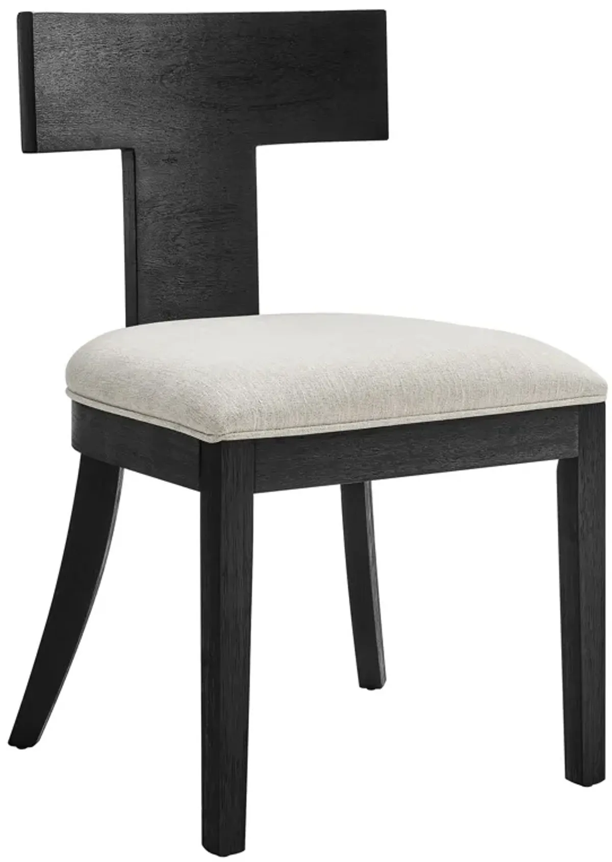 Peregrine Wood and Fabric Upholstered Dining Chairs Set of 2 by Modway Black Heathered Weave Ivory