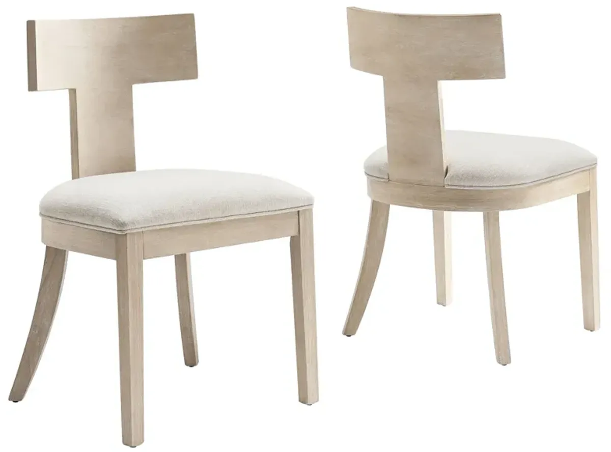 Peregrine Wood and Fabric Upholstered Dining Chairs Set of 2 by Modway