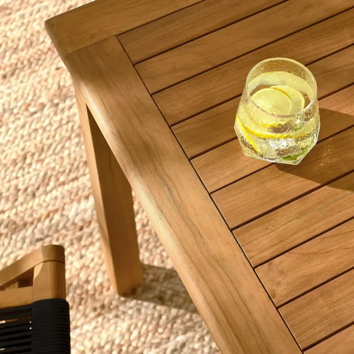 Vienna 5-Piece Outdoor Patio Teak Wood Dining Set with Rope Folding Chairs by Modway Natural Black